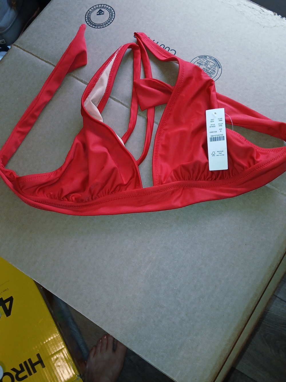 J. Crew Red Triangle Bikini Top